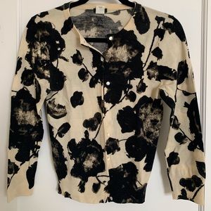J. Crew Floral Merino Wool Cardigan